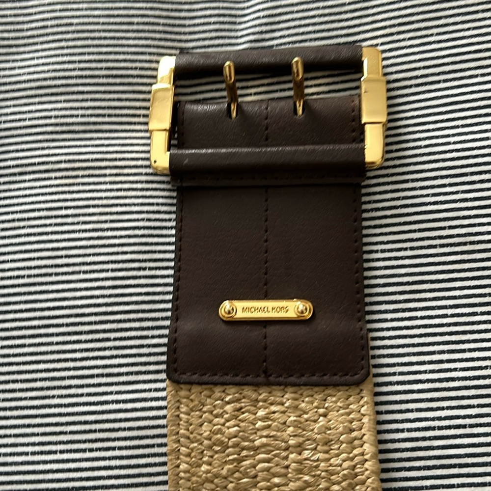 Michael Kors brown/gold stretch belt